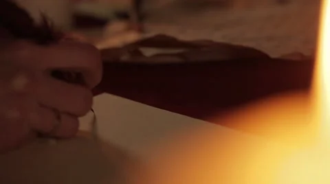Quill writing in candlelight 1 Video stock 64629166