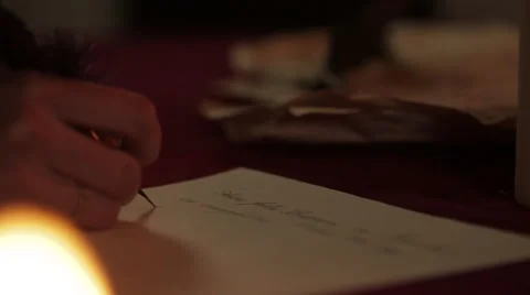 Quill writing in candlelight 3 Video stock 64631803