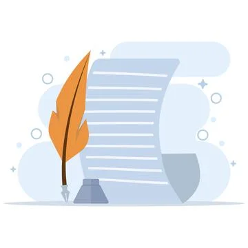 Quill Writing Concept On Object Icon. Isolated Premium Vector Paper Education. Stockillustratie