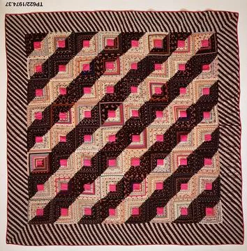 Quilt, Log Cabin pattern, Straight Furrow variation ca. 1875 American The t.. Foto stock
