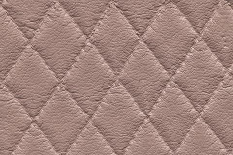 Quilted Beige Leather Pattern Texture Background Stock Photos