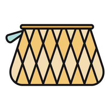Quilted cosmetic bag with diamond pattern flat illustration Stock Illustration