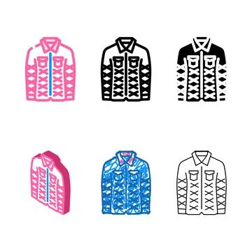 Quilted jacket outerwear female stylized color icon vector Stock Illustration
