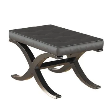 Quilted leather rectangular pouf on an isolated background. 3d rendering Stock Illustration