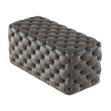 Quilted leather rectangular pouf on an isolated background. 3d rendering 库存插图