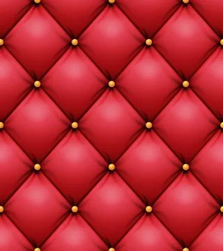 Quilted Pattern Vector. Red Leather Upholstery Background For A Luxury Stock Illustration