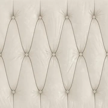 A quilted soft leather beige panel witch button . 3d rendering Stock Illustration