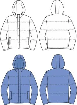 Quilted warm jacket with hood. Stock Illustration