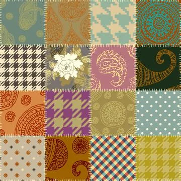 Quilting design patchwork pattern with natural khaki colors. Vector pattern. Stockillustratie