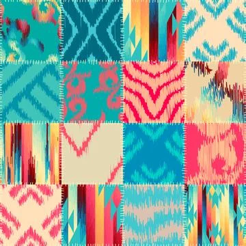 Quilting design patchwork pattern with natural khaki colors. Vector pattern. Stock Illustration