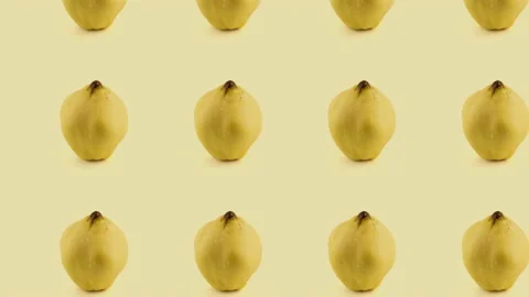 Quince fruit pattern with water drops, 2D animation background, seamless loop Stock Footage 164882041