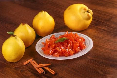 Quince jam on the palte Stock Photos