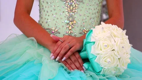 Quinceanera Dress and Portrait Stock Footage