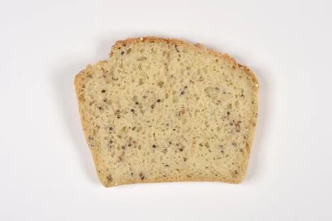 Quinoa Bread Slice on White Background Stock Photos