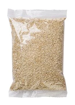 Quinoa cereal in a package on a white background. Isolated Stock Photos