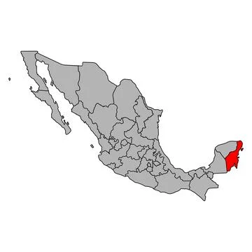 Quintana Roo of Mexico map shape, travel web concept icon vector illustration Stock Illustration
