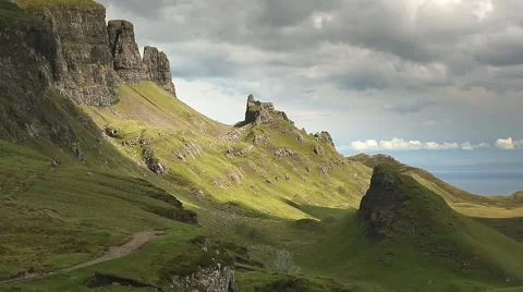 The Quiraing mountain range Stock Footage 40038130