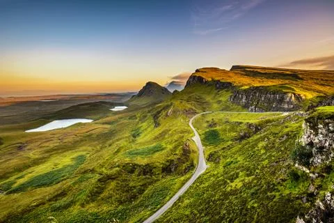 Quiraing mountains sunset Stock-Fotos