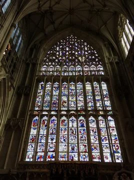 Quire window of York Minster Stock Photos