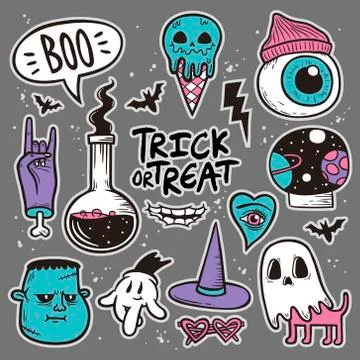 Quirky Cartoon Patch Badges Stock Illustration