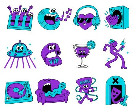 Quirky Characters and Music Elements Stockillustratie
