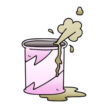 Quirky gradient shaded cartoon exploding soda can イラスト素材