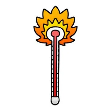 Quirky gradient shaded cartoon hot thermometer Stock Illustration