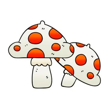 Quirky gradient shaded cartoon toadstools Stock Illustration