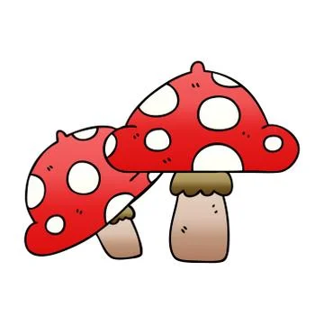 Quirky gradient shaded cartoon toadstools Stock Illustration