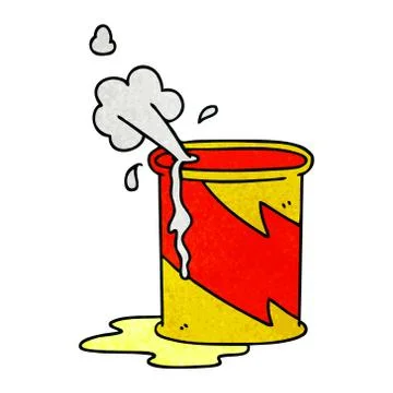 Quirky hand drawn cartoon exploding oil can Stock Illustration