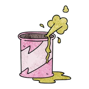 Quirky hand drawn cartoon exploding soda can Stock Illustration