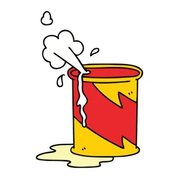 Quirky hand drawn cartoon exploding oil can Illustrazione stock