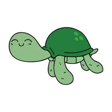 Quirky hand drawn cartoon turtle Stock Illustration