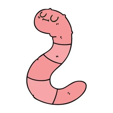 Quirky hand drawn cartoon worm Stock Illustration