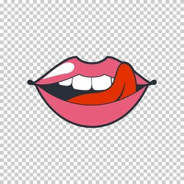Quirky lips. Vector patch, sticker isolated on a transparent background. Cool Stock Illustration