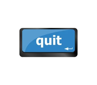 Quit button on internet computer keyboard key Stock Illustration