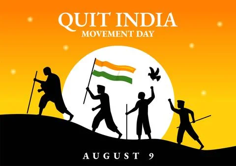 Quit India Movement Day Vector Illustration on 9 August with Indian Flag an.. Stock Illustration