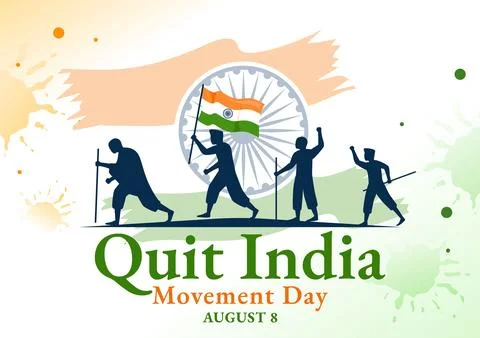 Quit India Movement Day Vector Illustration on 8 August with Indian Flag an.. Stock Illustration