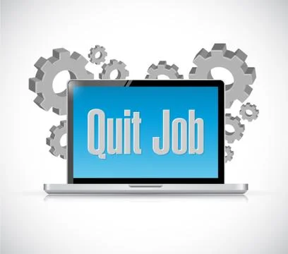 Quit job tech computer sign concept 스톡 일러스트