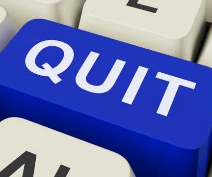 Quit key shows exit resign or give up Ilustração Stock