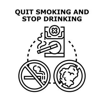 Quit smoking and stop drinking addiction prevention concept Stock-Illustration