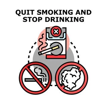 Quit smoking and stop drinking addiction prevention concept Stock Illustration