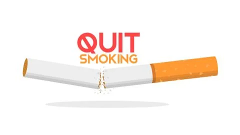 Quit smoking broken cigarette flat vector illustration Illustrazione stock