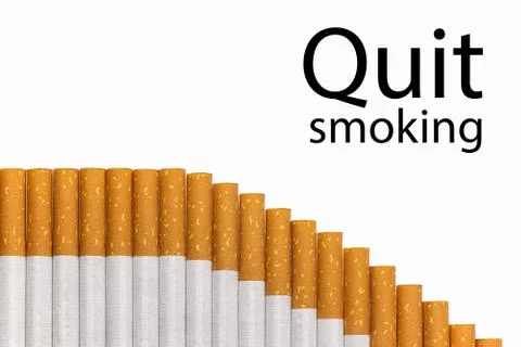 Quit smoking text with a graph of cigarettes, black text. Stock Photos