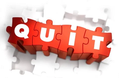 Quit - White Word on Red Puzzles Stock Illustration