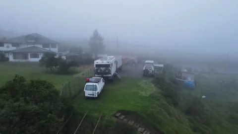Quito, Ecuador 2025-01-01 Aerial Drone View of Campground with Latin Family 스톡 동영상 340275706