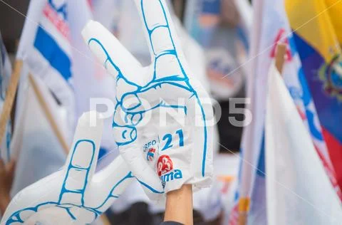 Quito, Ecuador - March 26, 2017: Political merchandising of Guillermo Lasso Stock Photos