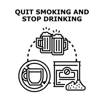 Quitting smoking and drinking bad habits concept Stock Illustration