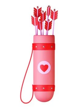 Quiver with arrows. 3d render of cupid's quiver with love arrows. Stock Illustration