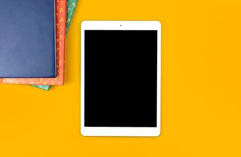 Quiz answer and question template concept, digital tablet mockup screen on th Stock Photos